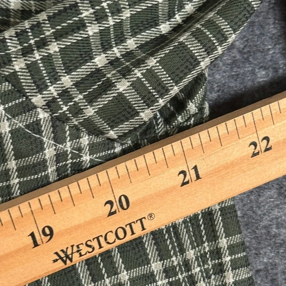 Gustin Mens Green White Plaid Button Down Shirt 100% Cotton Made in USA Size M